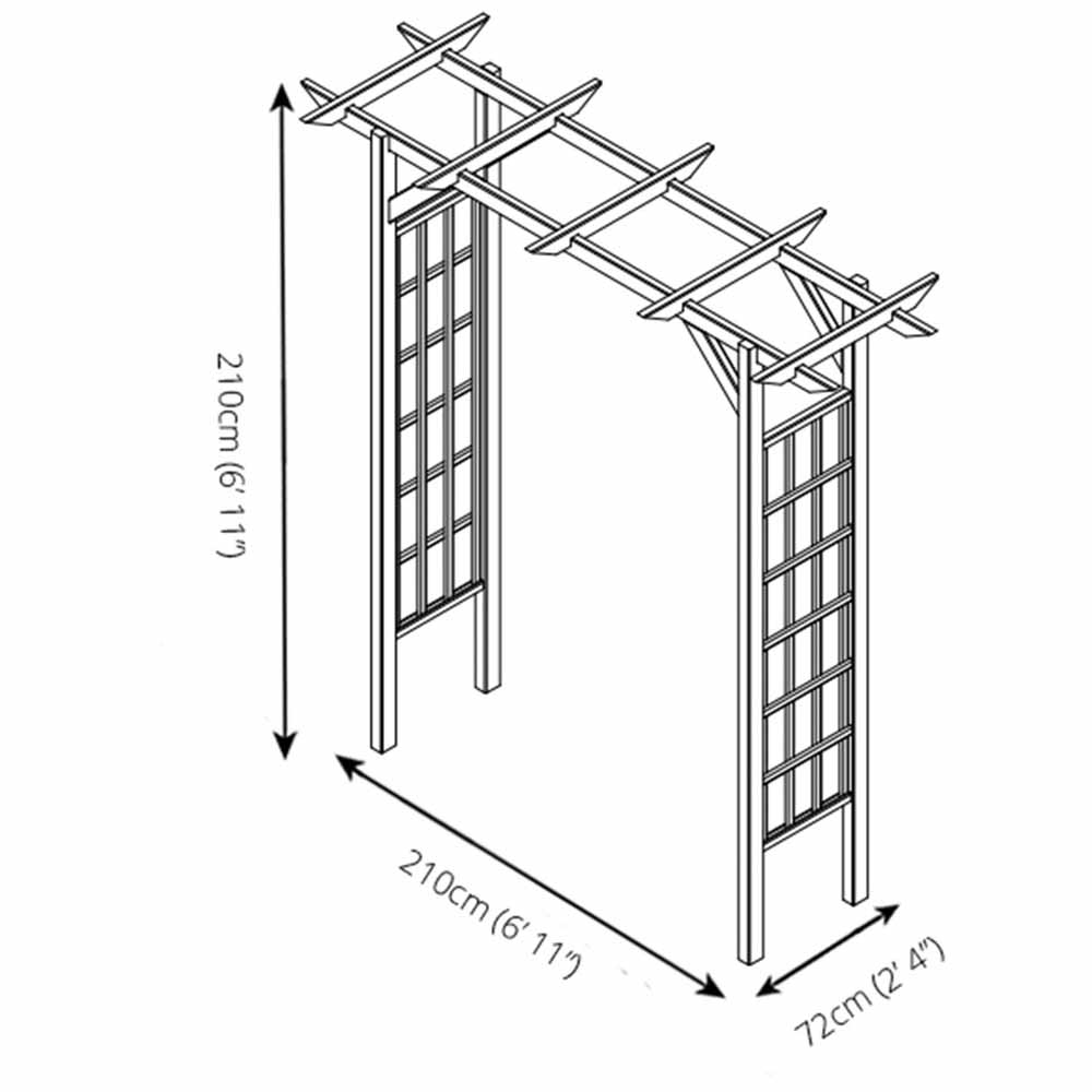 Mercia 6.8 x 6.8 x 2.3ft Pressure Treated Flat Top Garden Arch Image 6