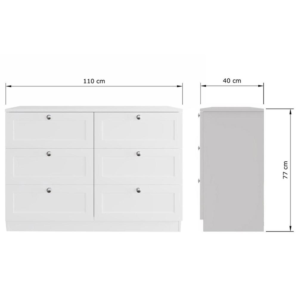 FWStyle Artus 6 Drawer White Panelled Chest of Drawers Image 7