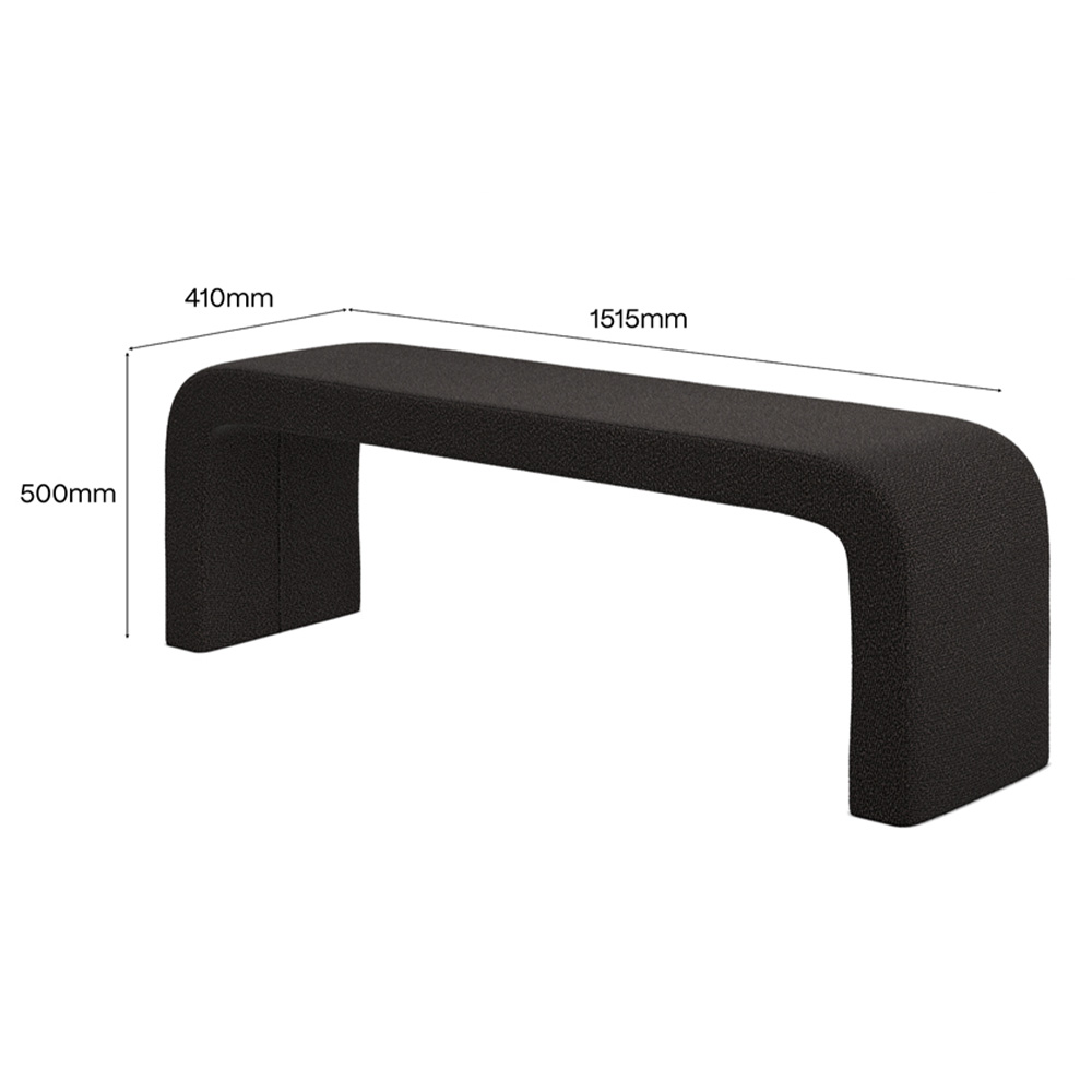 LPD Home Ren Black Textured Curved 3 Seater Bench Image 6