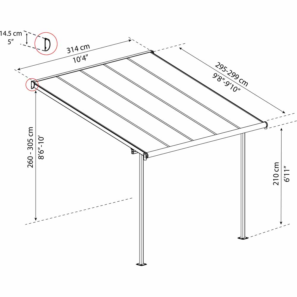 Palram Sierra White 3 x 3.05m Patio Cover Image 4