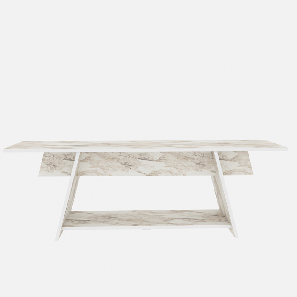 Decorotika Lanca Single Shelf White Marble Effect TV Unit Image 6