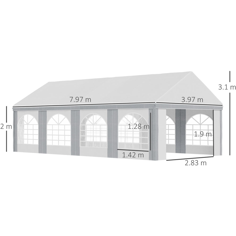 Outsunny 8x4m Galvanised Party Tent Grey Image 5