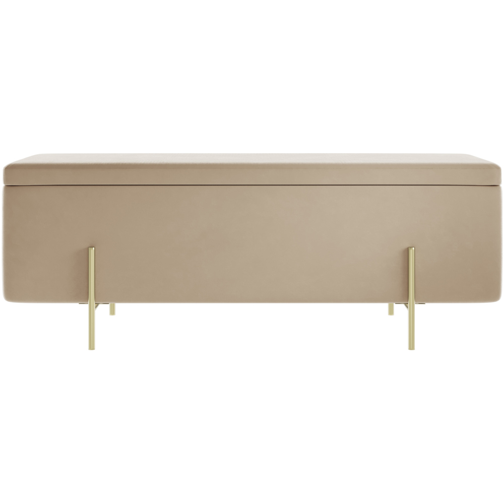 Lola Beige and Brushed Gold Velvet Storage Ottoman Image 3
