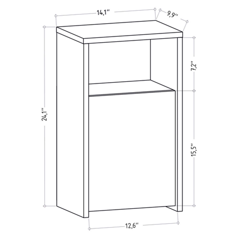 Decorotika Carlin Single Door Single Shelf Oak Bedside Table Image 7