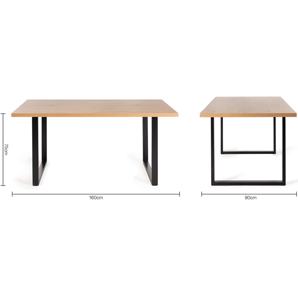 Bentley Designs Ramsay 6 Seater Rustic Oak Effect Melamine Dining Table with U Shape Legs Image 7