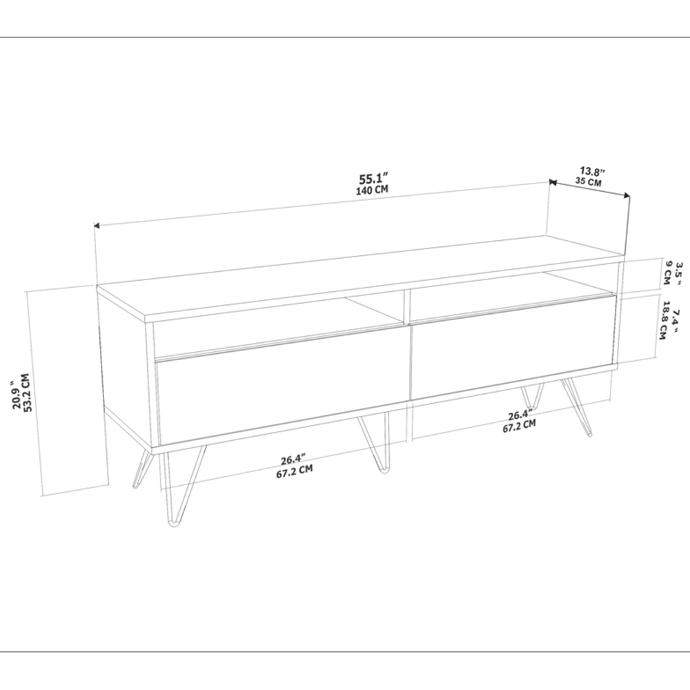 Decorotika Flay 2 Door 2 Shelf Black Marble Effect and White TV Unit Image 9