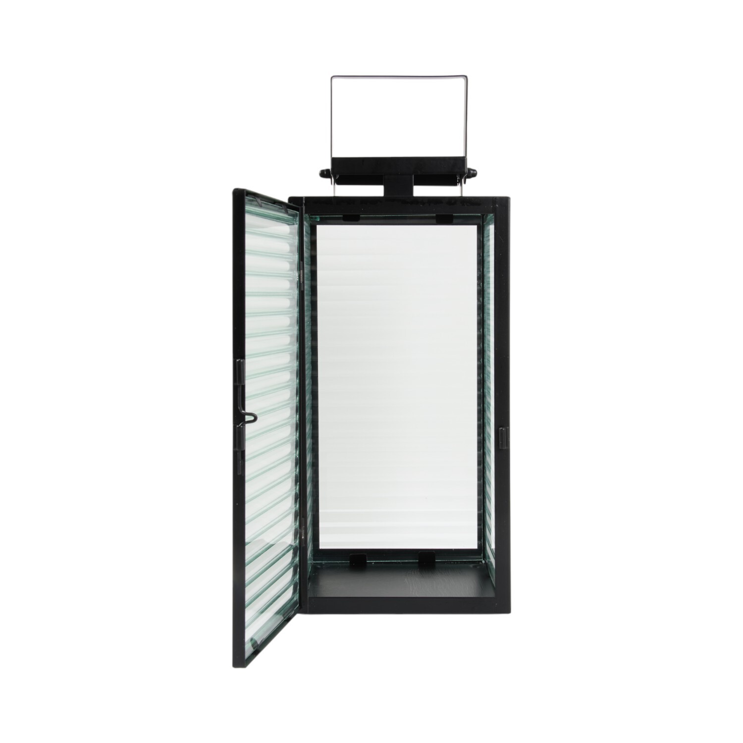 Ribbed Glass Lantern Black Image 2