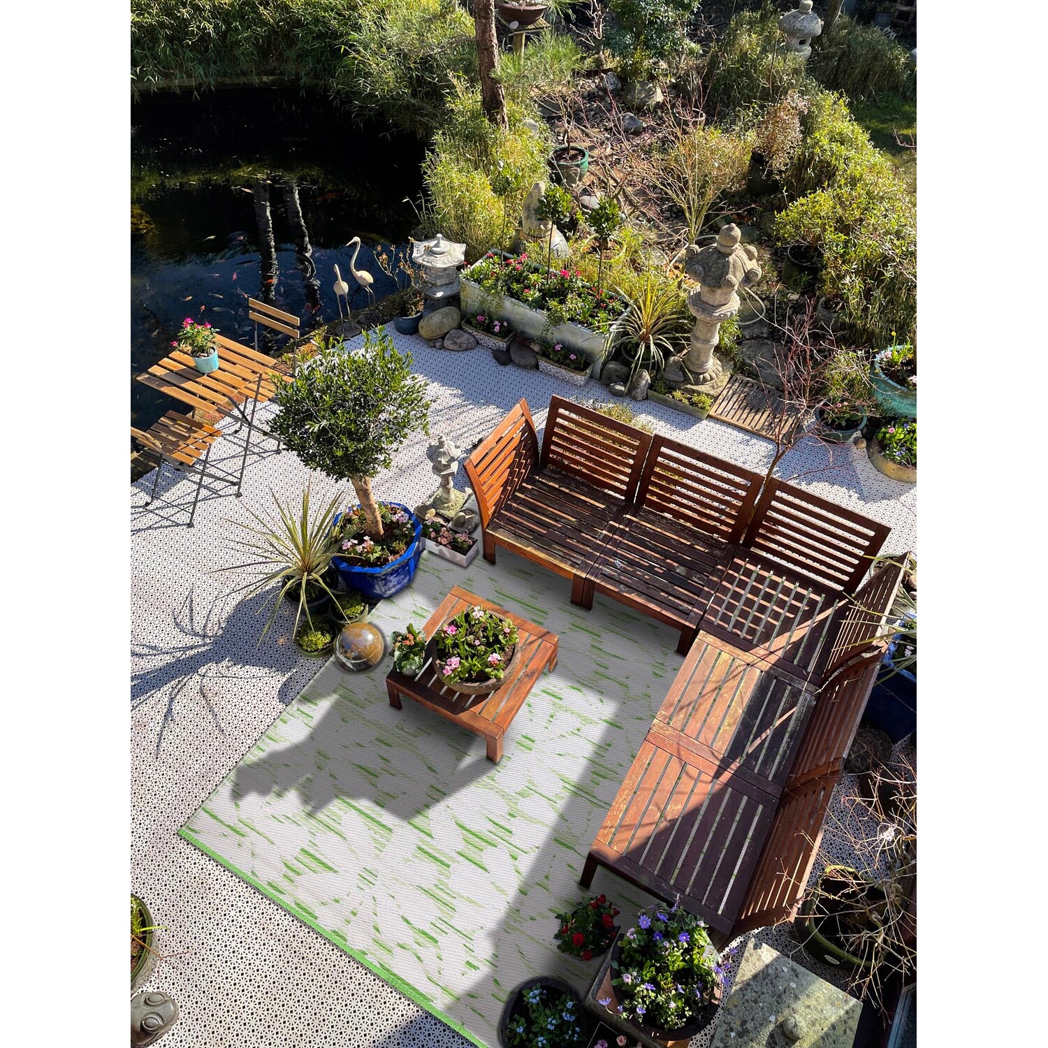 Garden Flower Outdoor Rug - Green Image 3