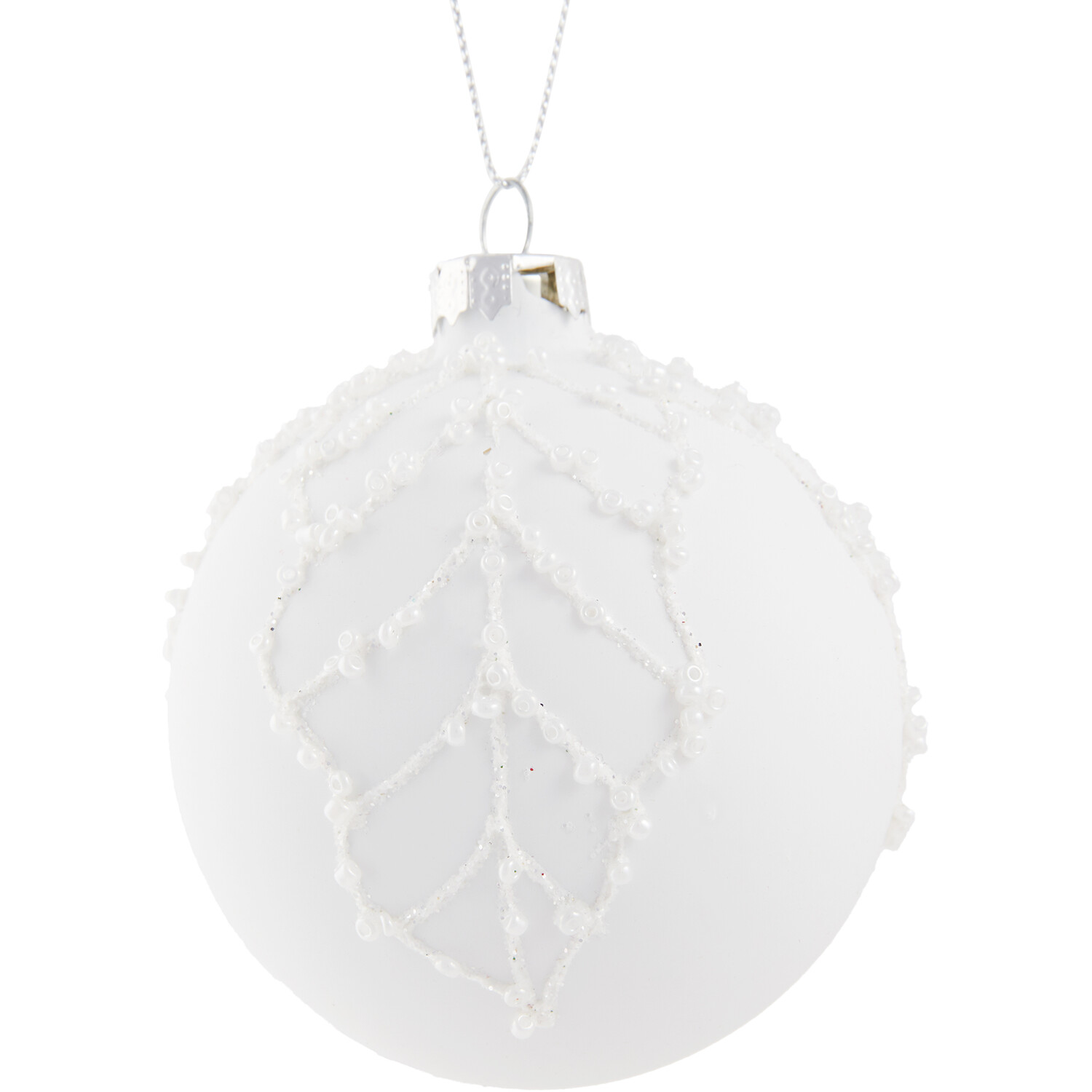 Glitter Leaf Bauble Matte White - Matt White Image 2