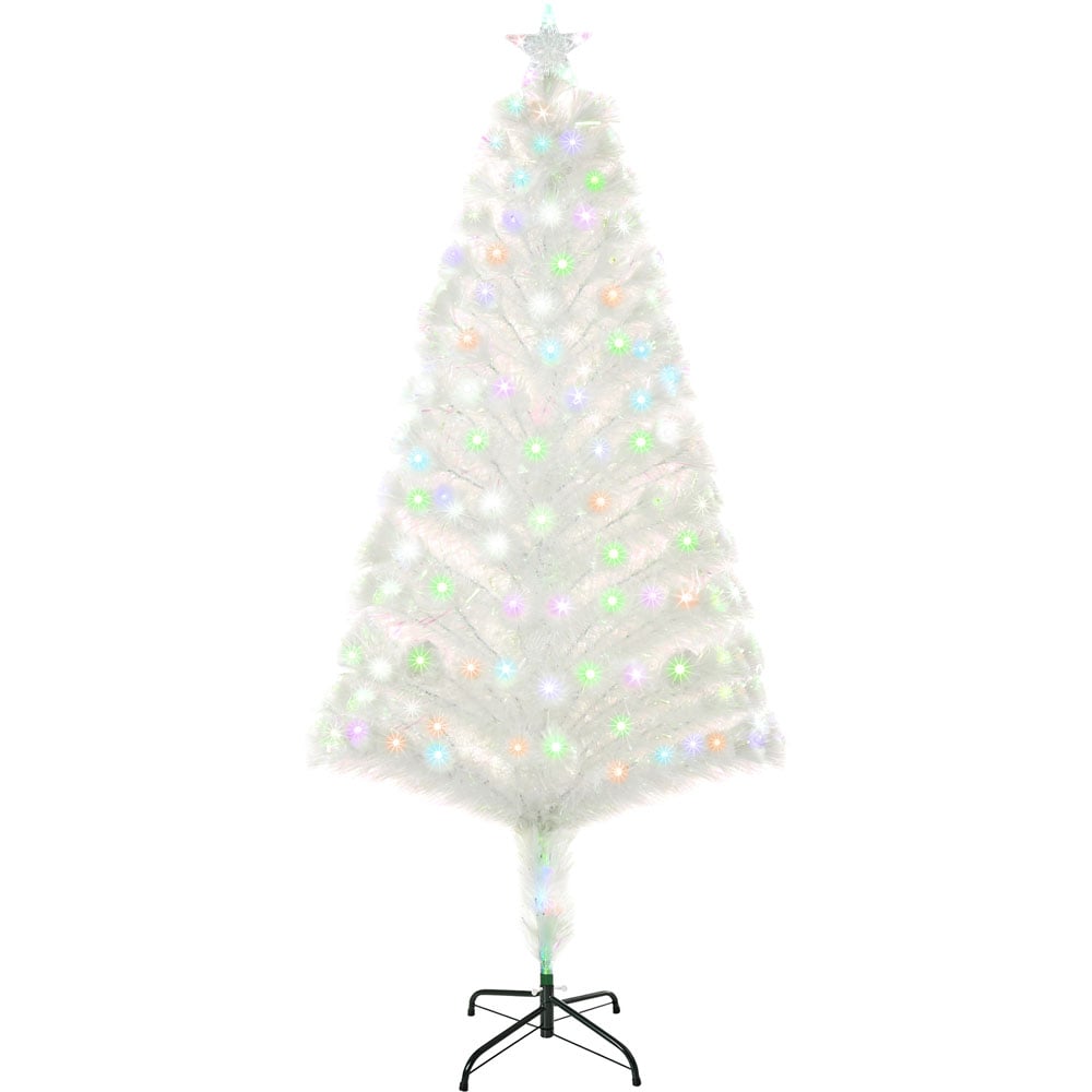 Everglow Fibre Optic LED White Artificial Christmas Tree 5ft Image 1