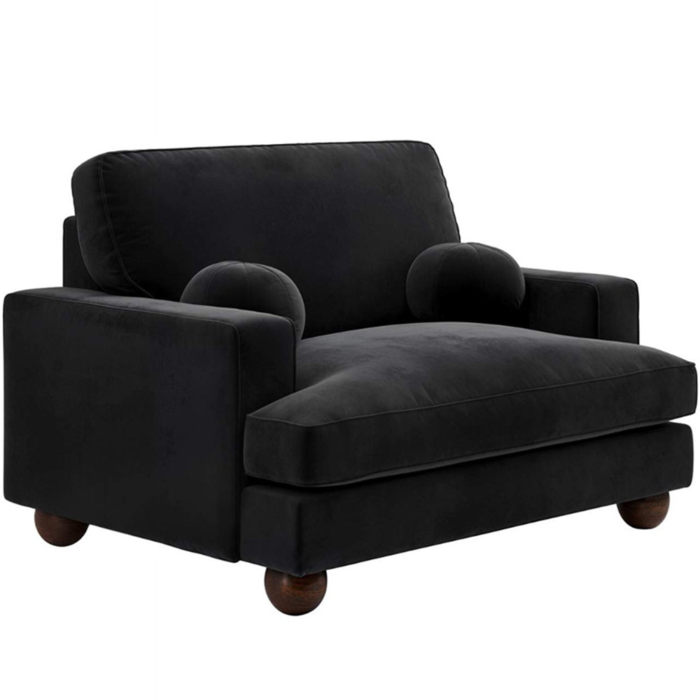 Solace+Co Addison Black Velvet Loveseat Sofa Image 3