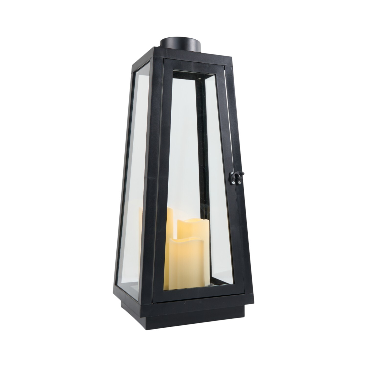 Black Triple LED Candle Lantern Black Image 3