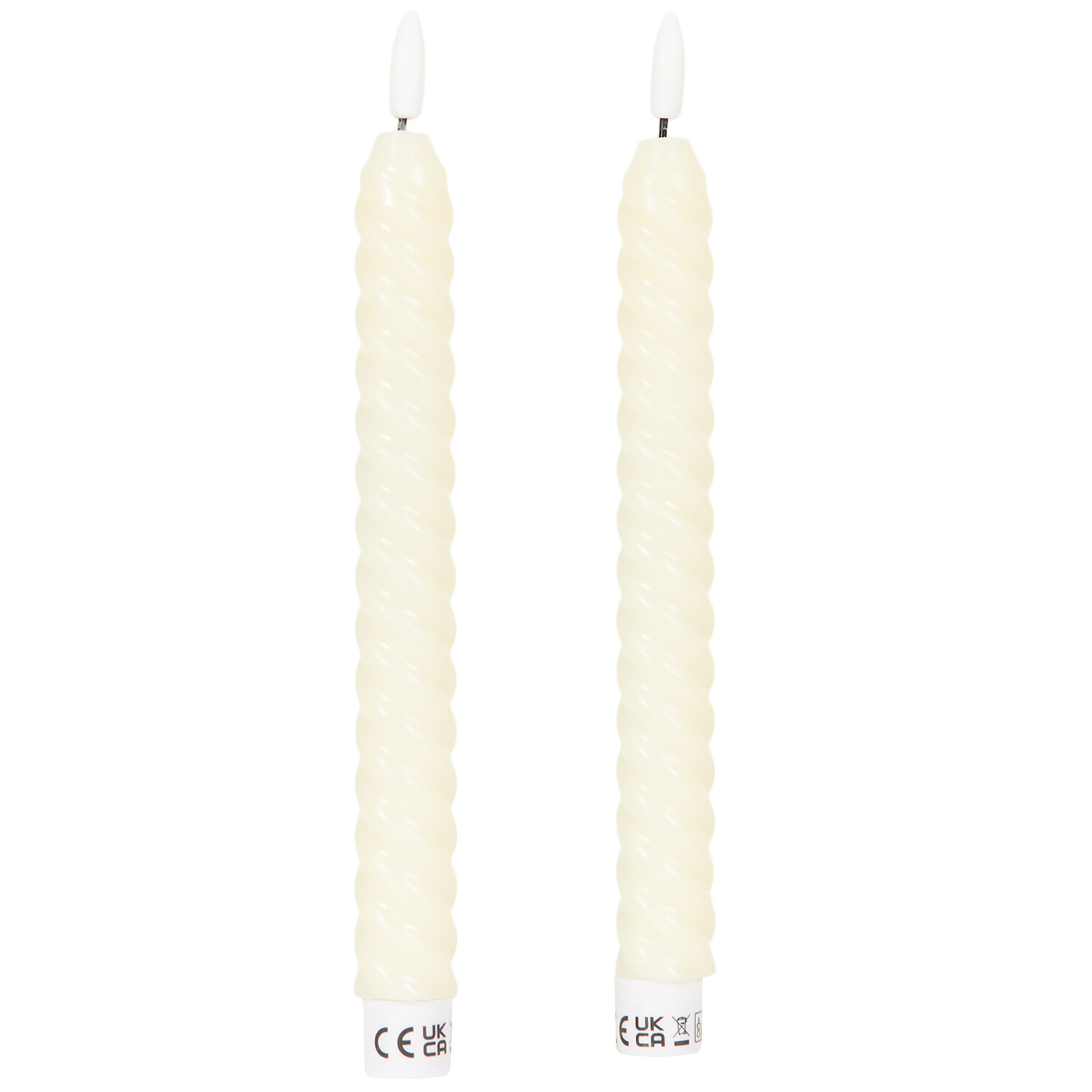 Set of 2 Twist Taper LED Candles - White or Ivory Image 10