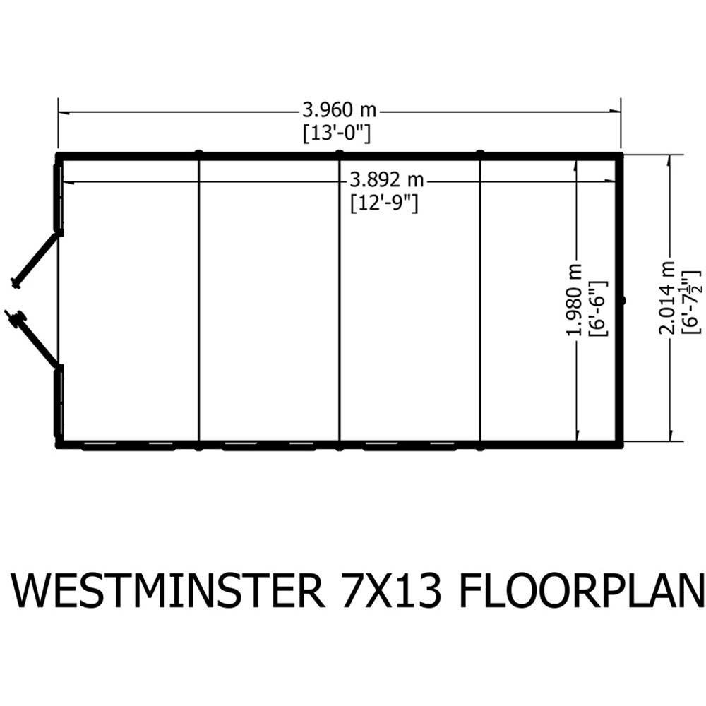 Shire Westminster 13 x 7ft Double Door Summerhouse Image 8