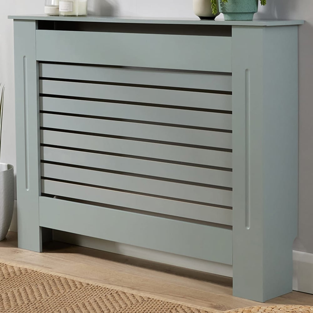 Home Source York Grey Horizontal Line Radiator Cover Medium Image 2