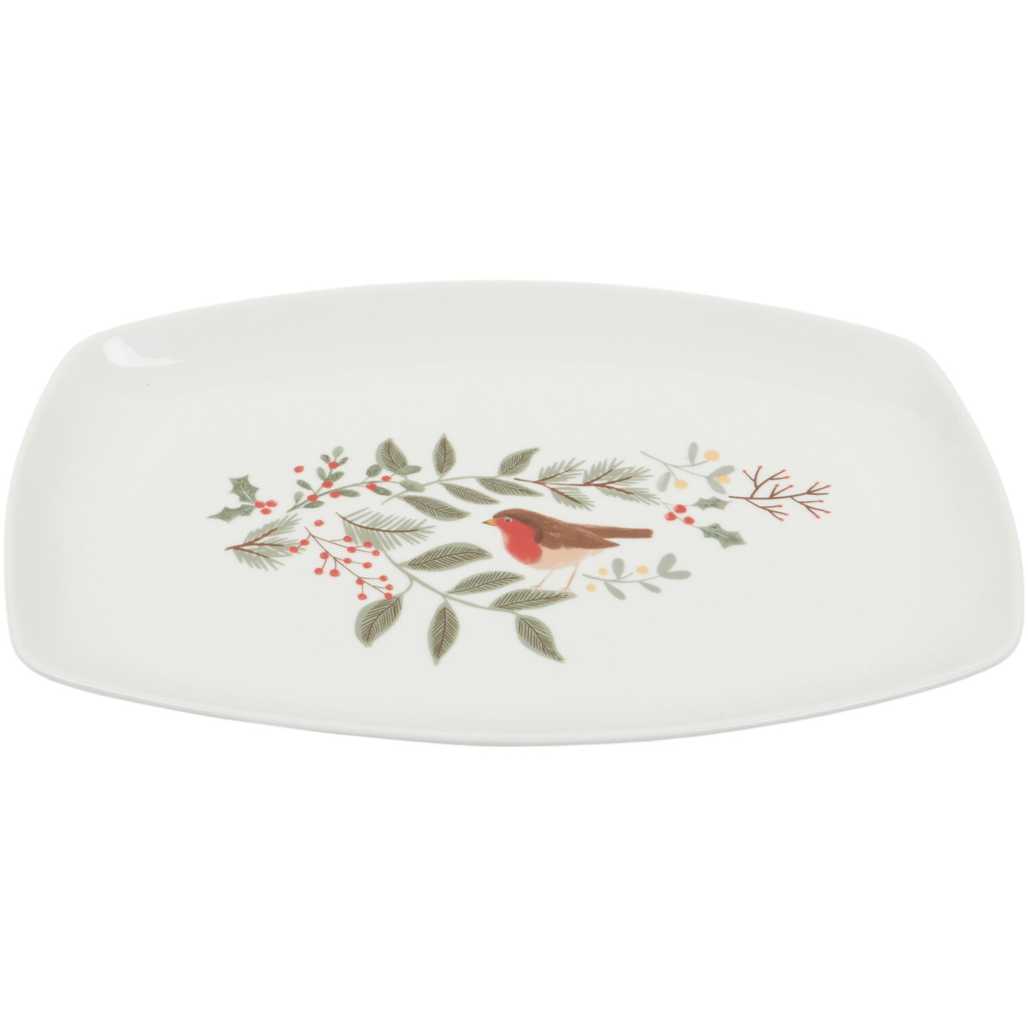 Merry Robin Large Oval Serving Platter White Image 2