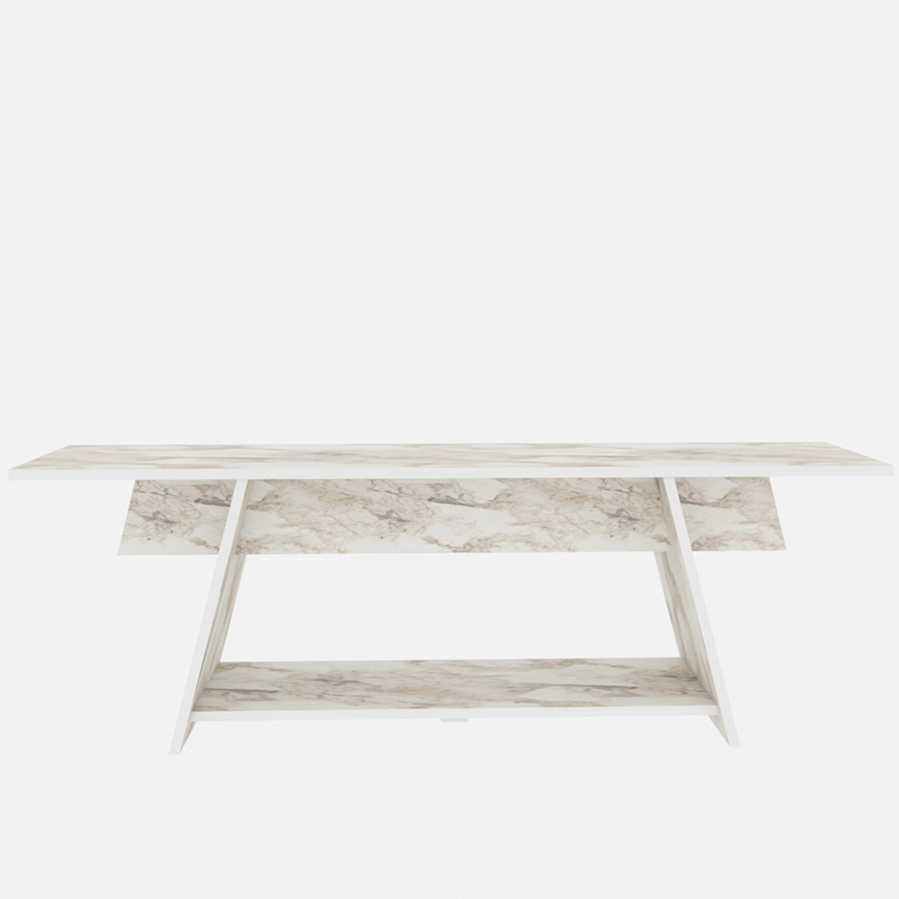 Decorotika Lanca Single Shelf White Marble Effect TV Unit Image 6