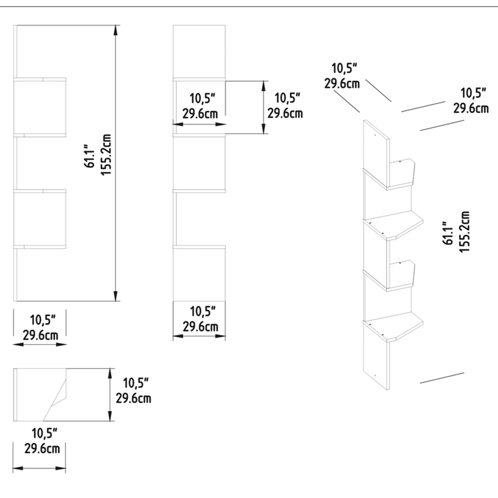 Decorotika Desaldo 4 Shelf Walnut Corner Wall Mounted Shelving Unit Image 7