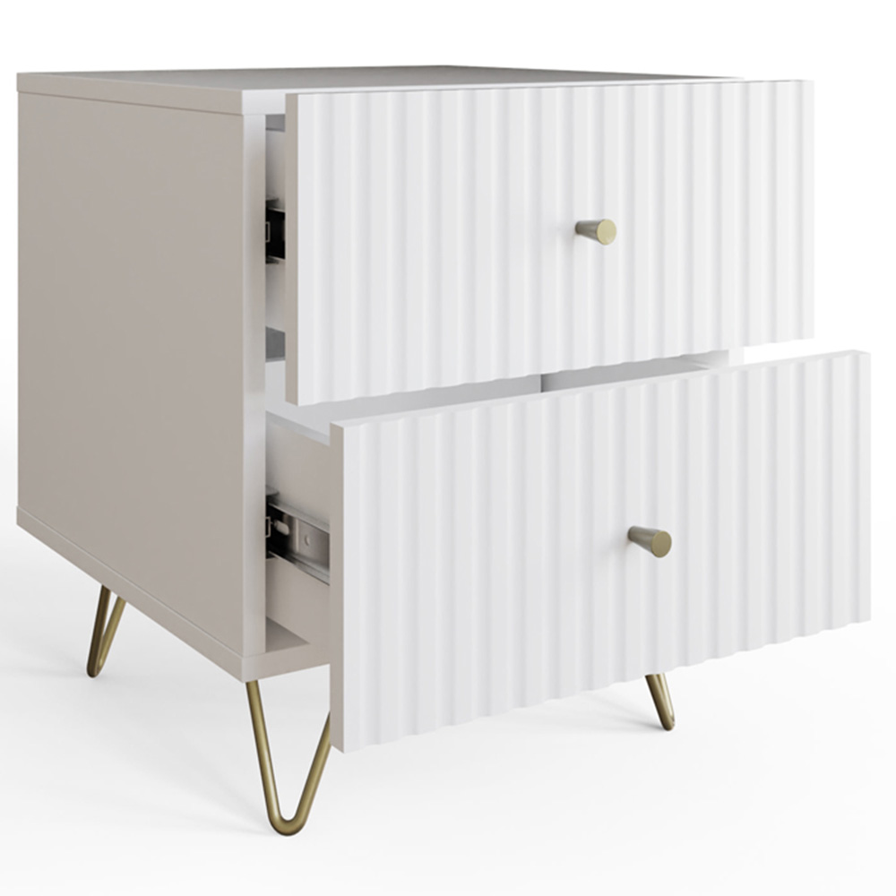 GFW Thalia 2 Drawer White Bedside Table Image 4