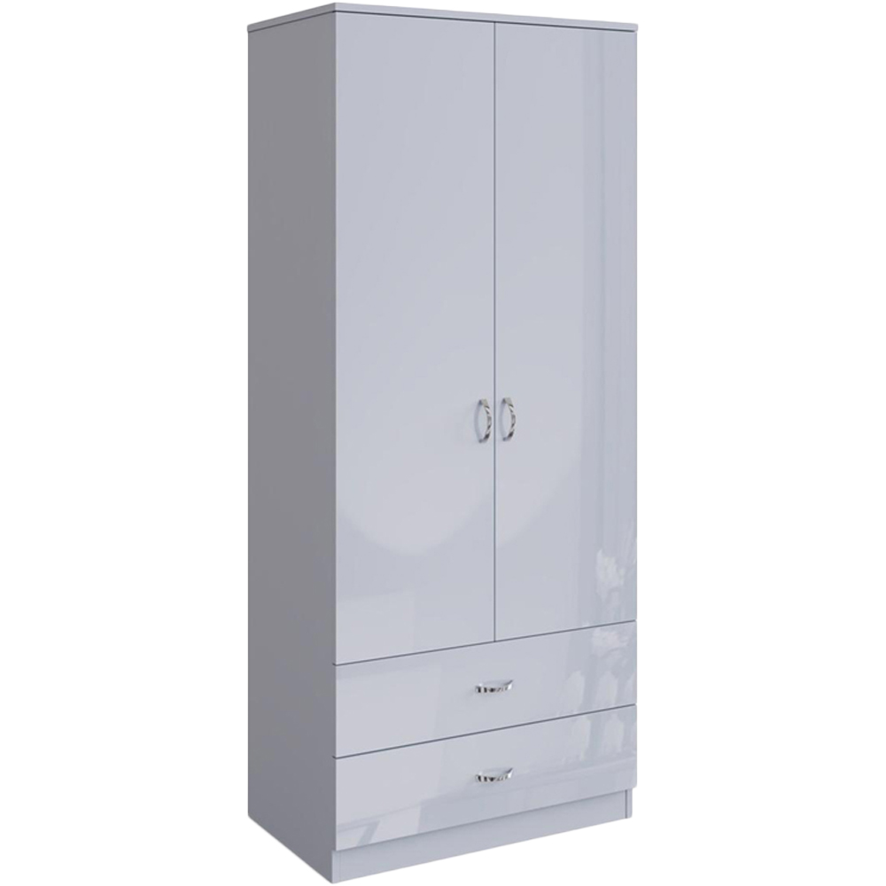 FWStyle Chilton 2 Door 2 Drawer Grey Gloss Wardrobe Image 2