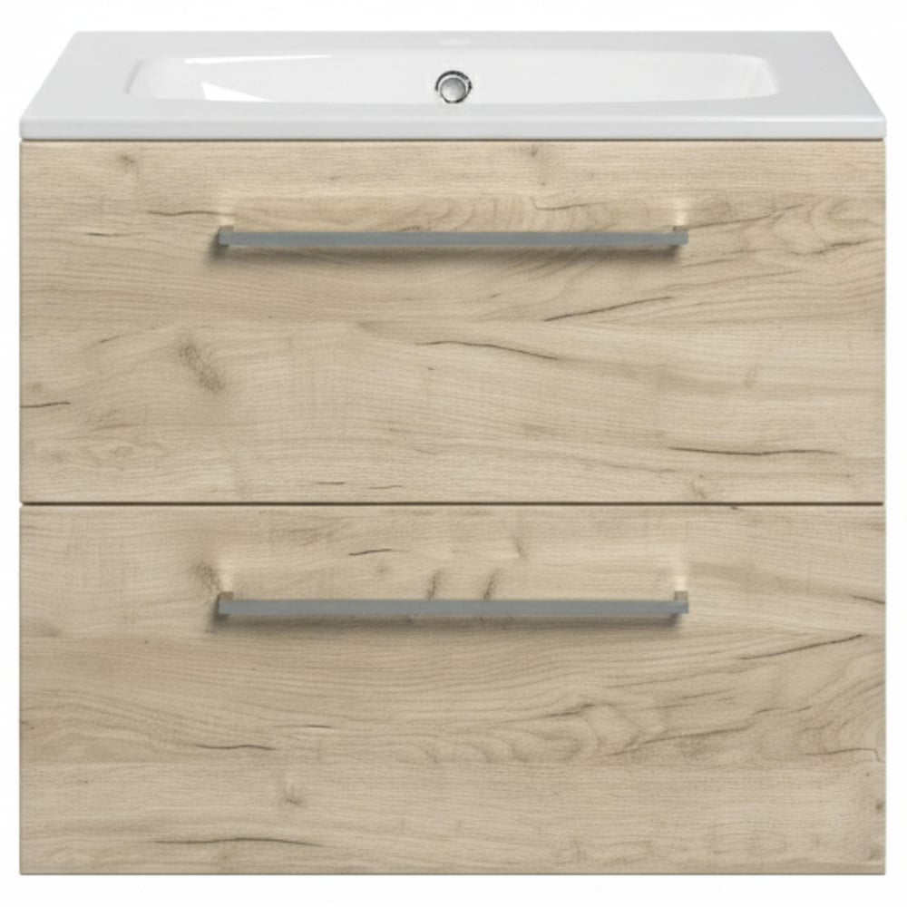 Bathstore Milford 2 Door Oak Wall Hung Basin Unit 610mm Image 4