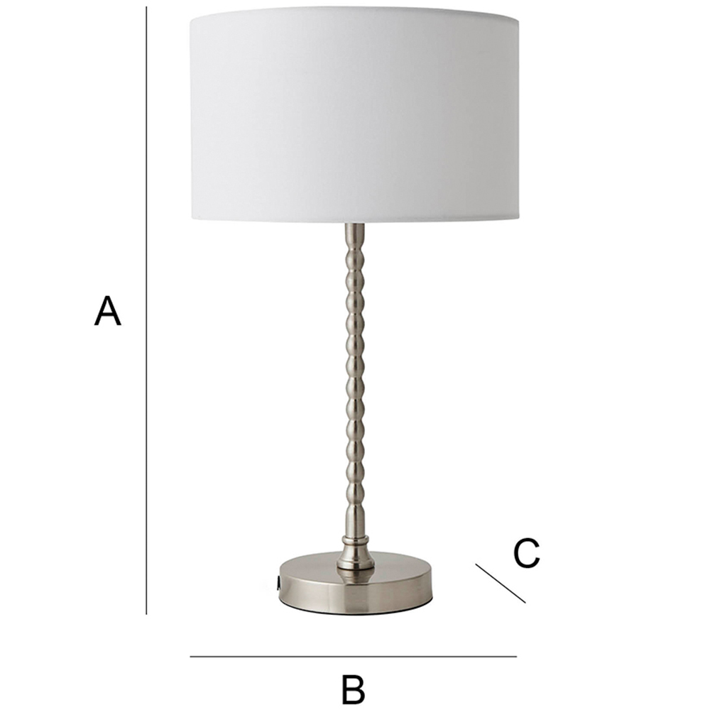 ValueLights Maeve White and Chrome Drum Shade Bobbin Bobble Table Lamp and LED Bulb Image 7