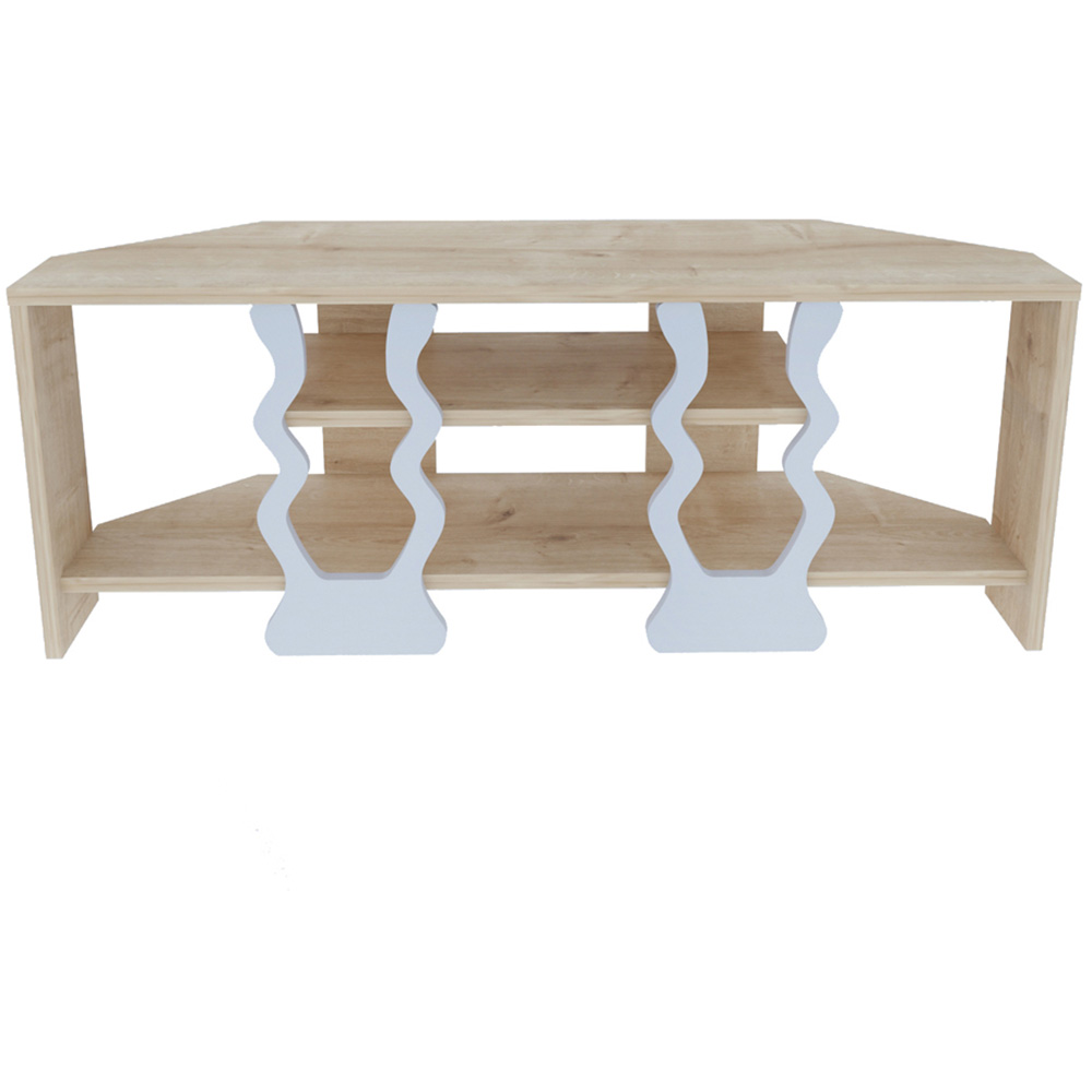 Decorotika Firal 2 Shelf Oak and White Corner TV Unit Image 2
