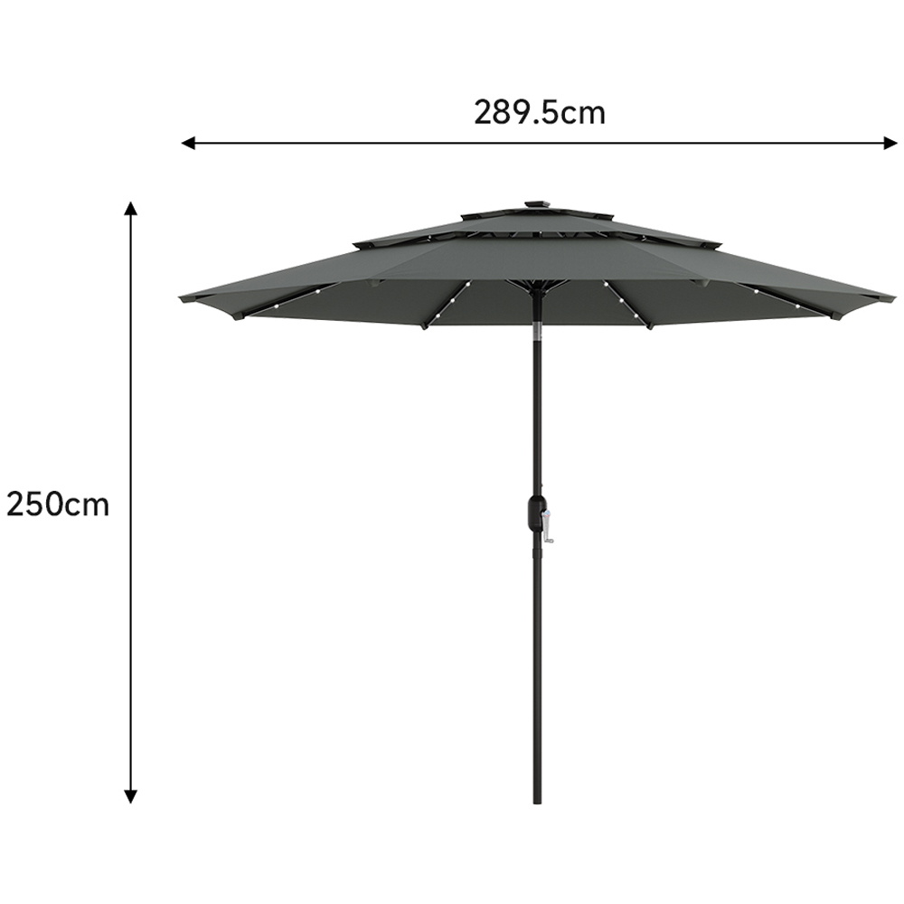 Living and Home 3 Tier Dark Grey Solar LED Crank and Tilt Parasol 3m Image 9