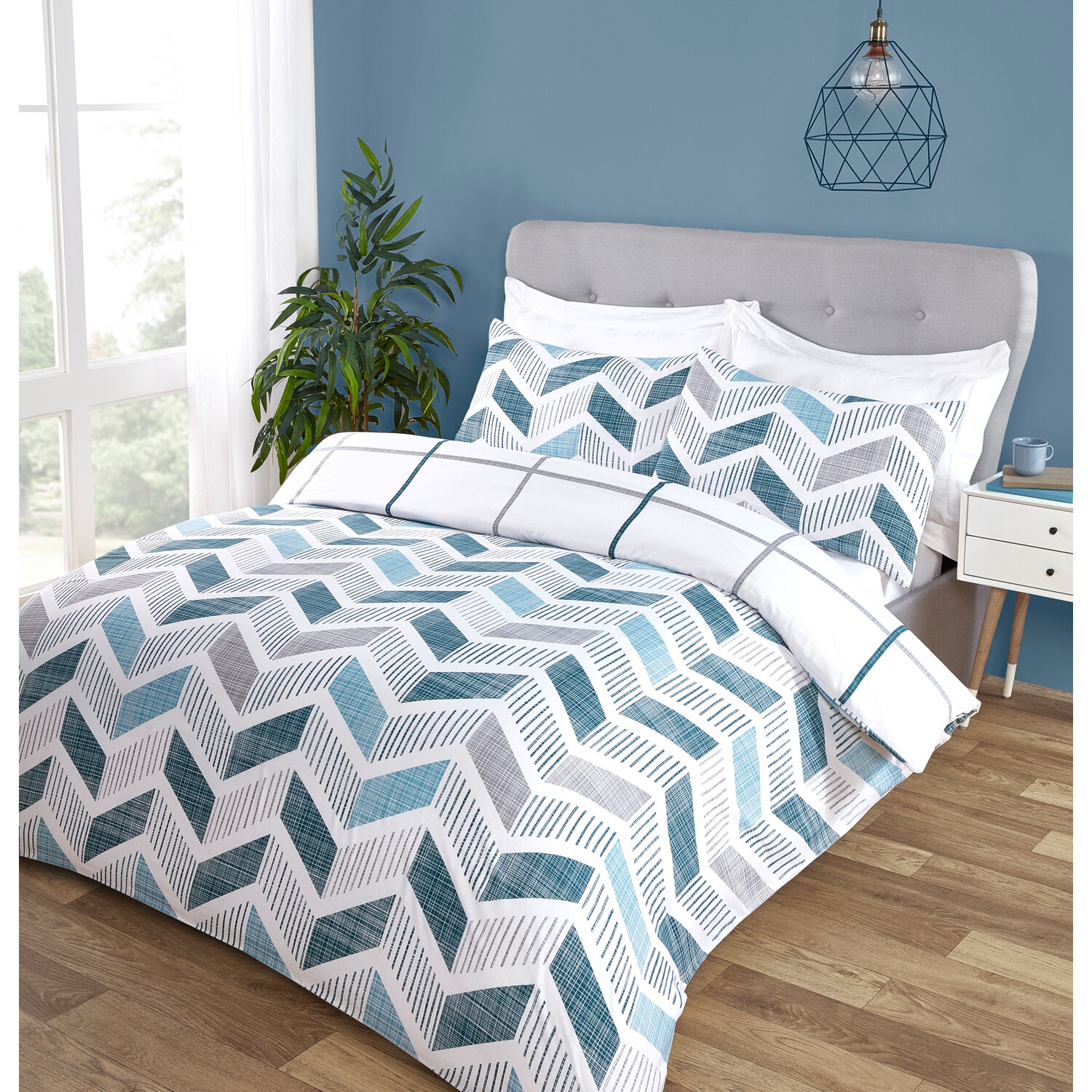 Divante King Teal Nevada Duvet Cover and Pillowcase Set Image 3