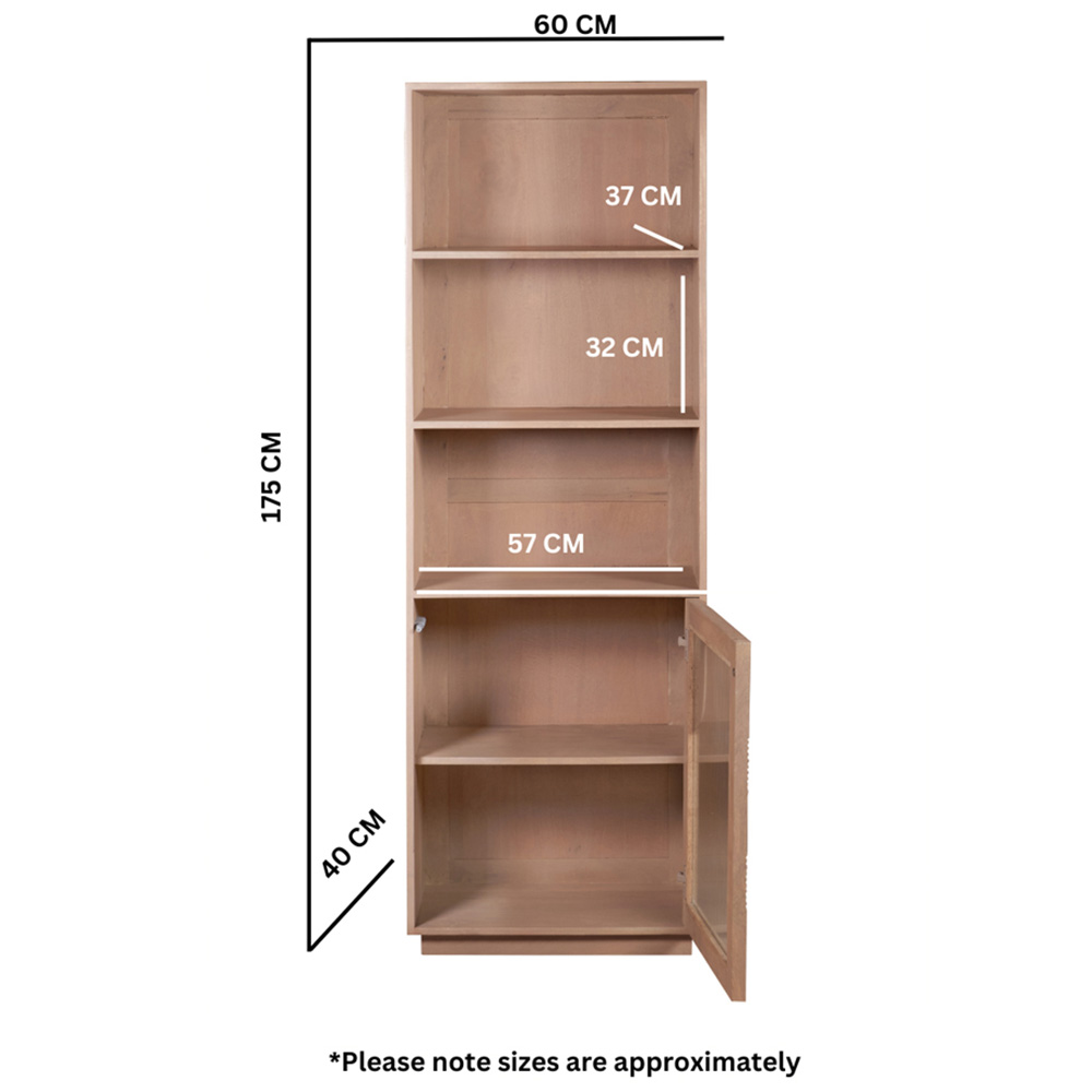 IH Design Jodhpur Single Door 3 Shelf Solid Wood Bookcase Image 6