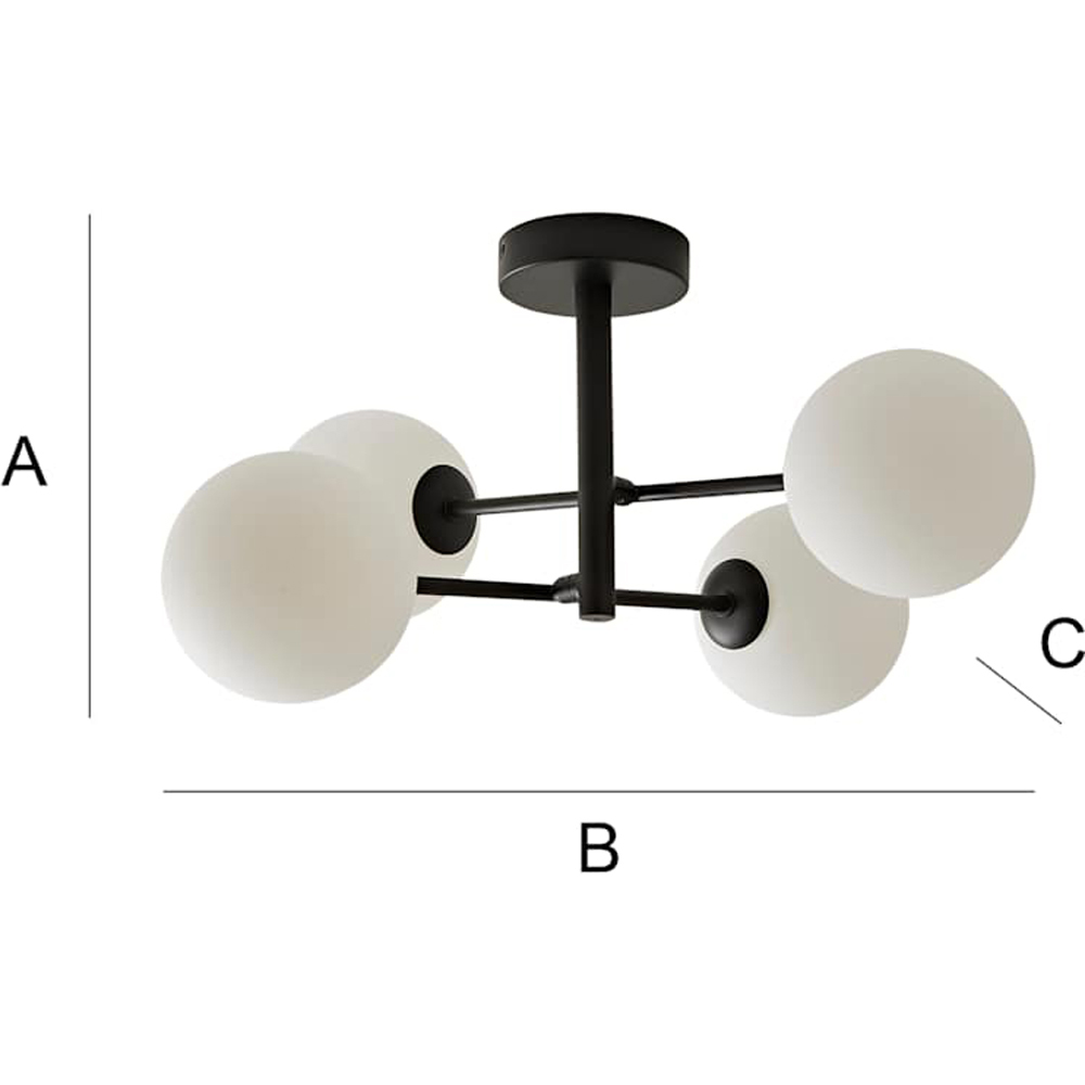 ValueLights Darla 4 Way Black Frosted Globe Ceiling Light and Bulbs Image 7