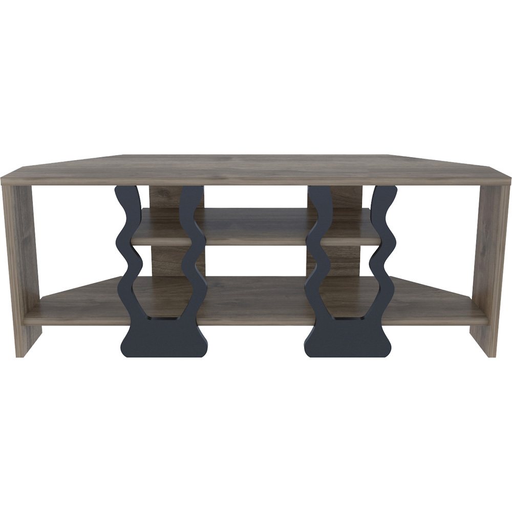 Decorotika Firal 2 Shelf Walnut and Black Corner TV Unit Image 2