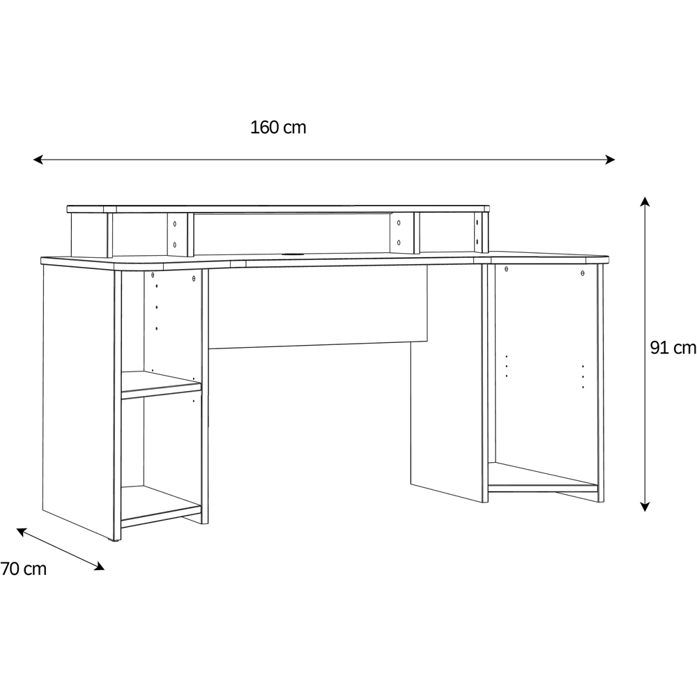 Florence Tezaur 3 Shelf Black Curved LED Gaming Desk Image 8