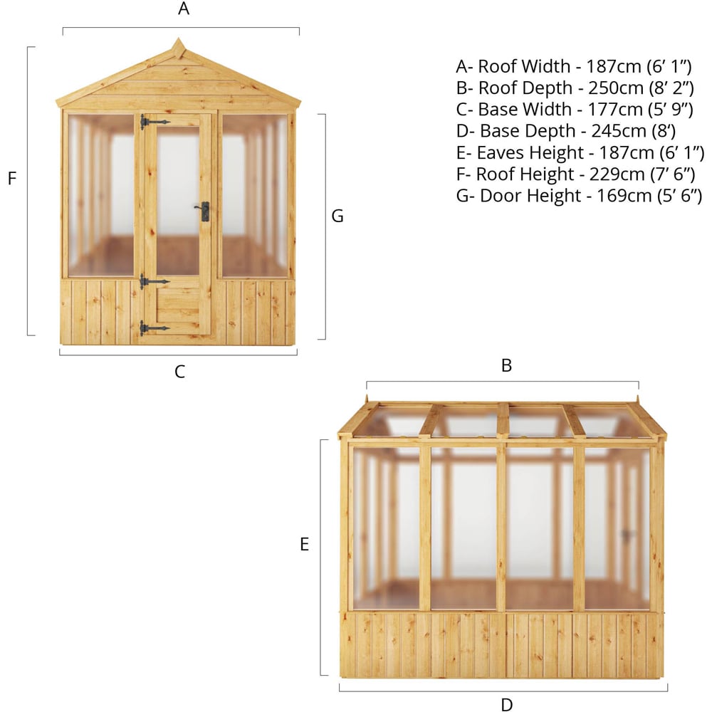 Mercia Woodsman Apex Polycarbonate 8 x 6ft Greenhouse Image 8