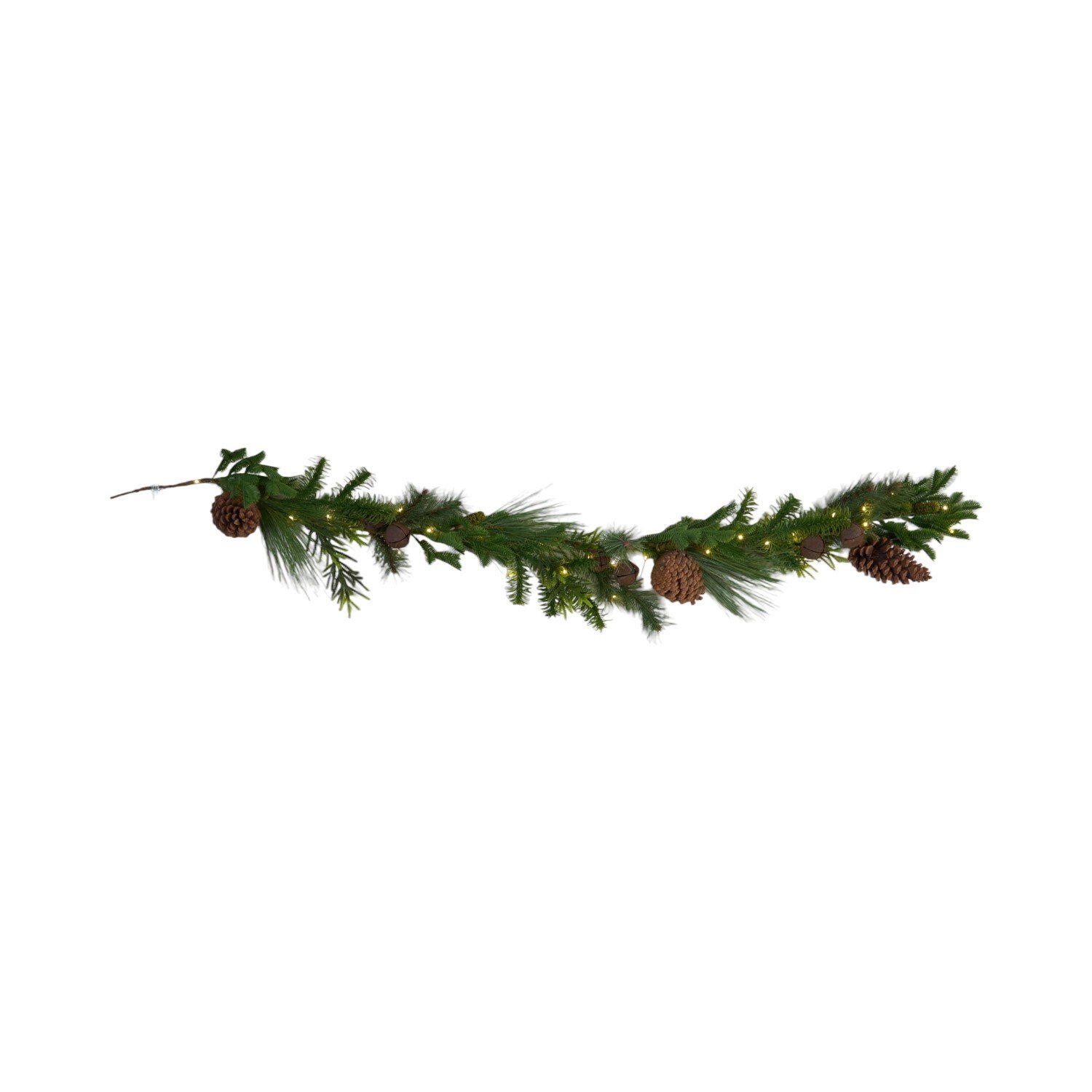 Pinecone and Bells Garland - Green and Brown Image 3