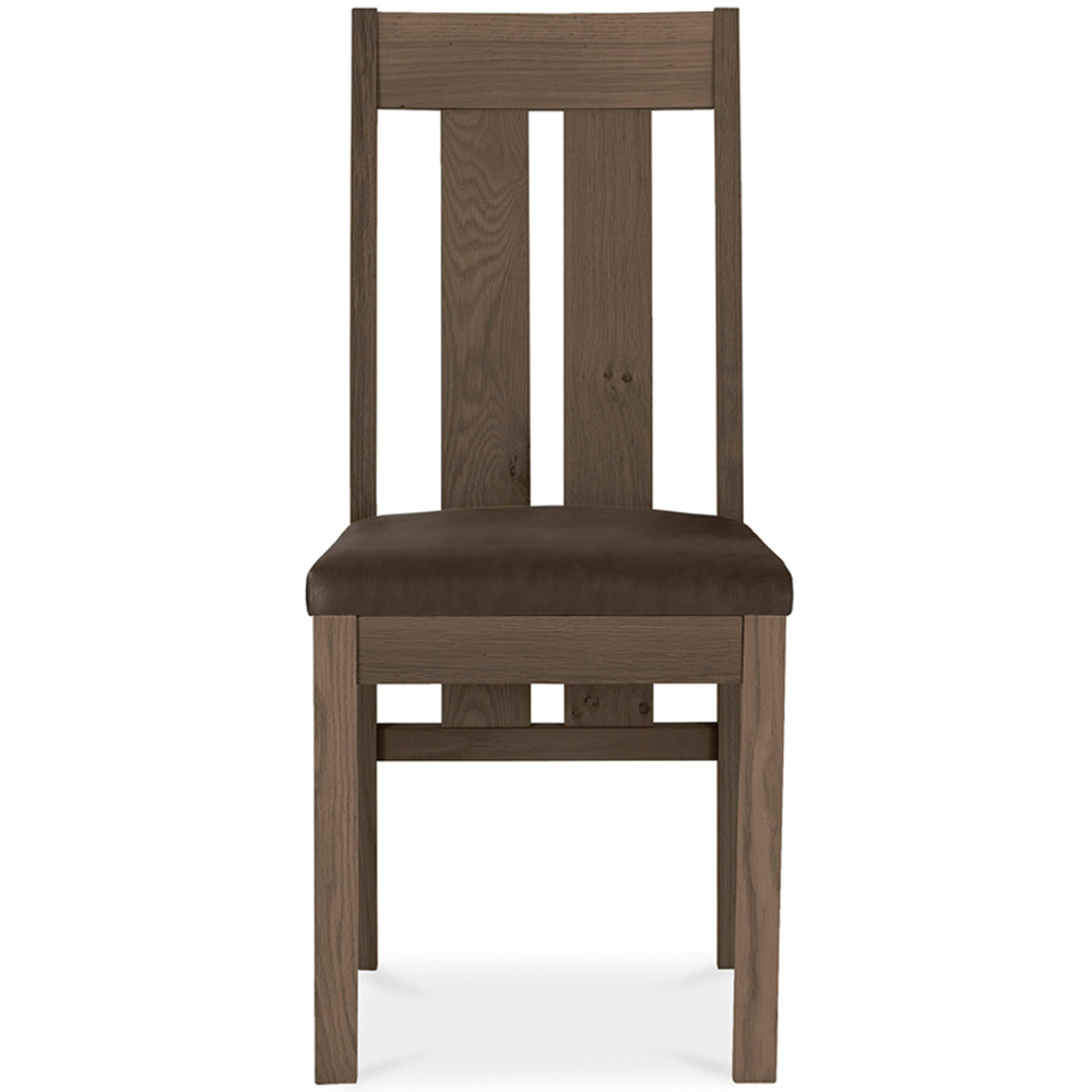 Bentley Designs Turin Set of 2 Dark Oak Old West Vintage Slatted Back Chair Image 3