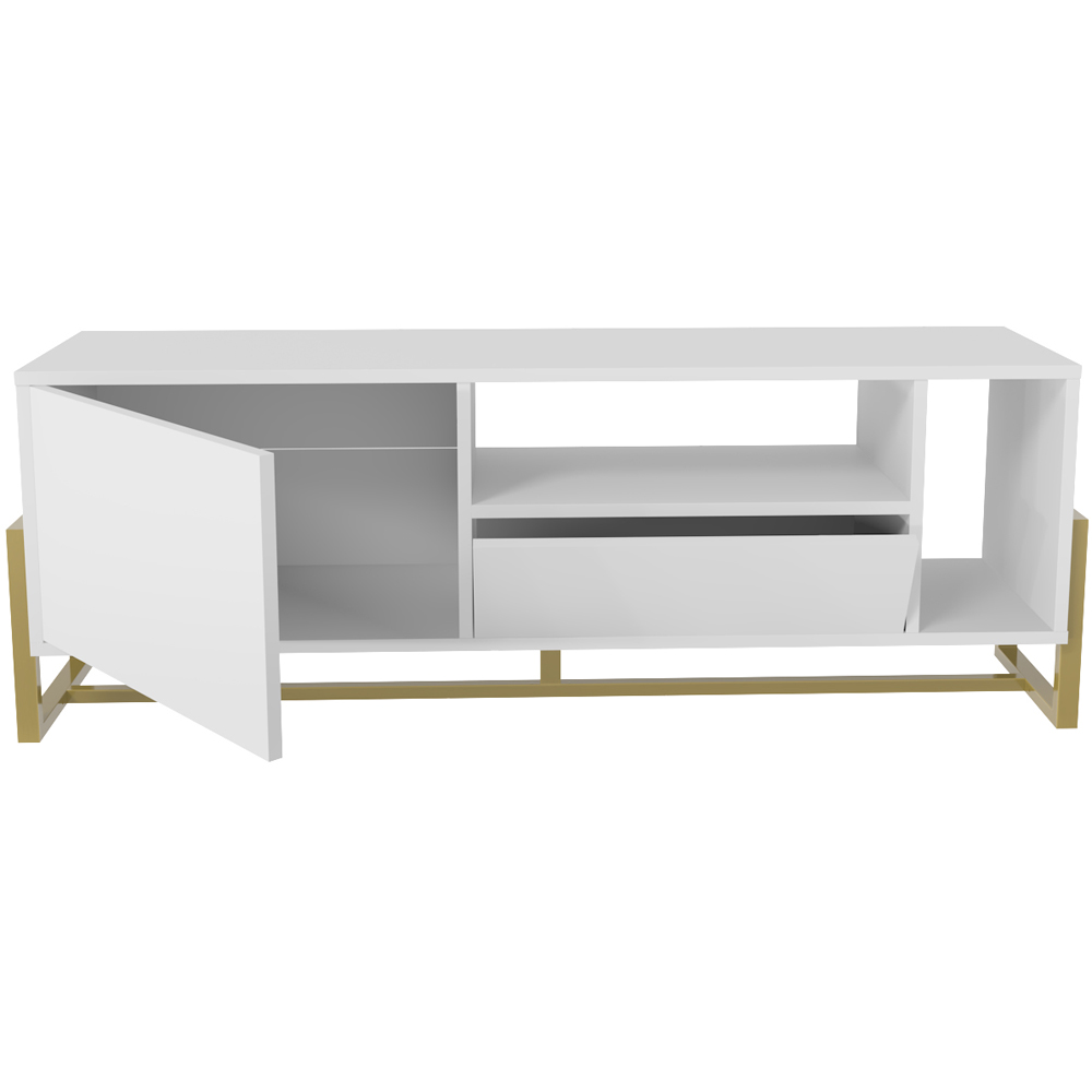 Decorotika Utopie Single Drawer Single Door 2 Shelf White TV Unit Image 3