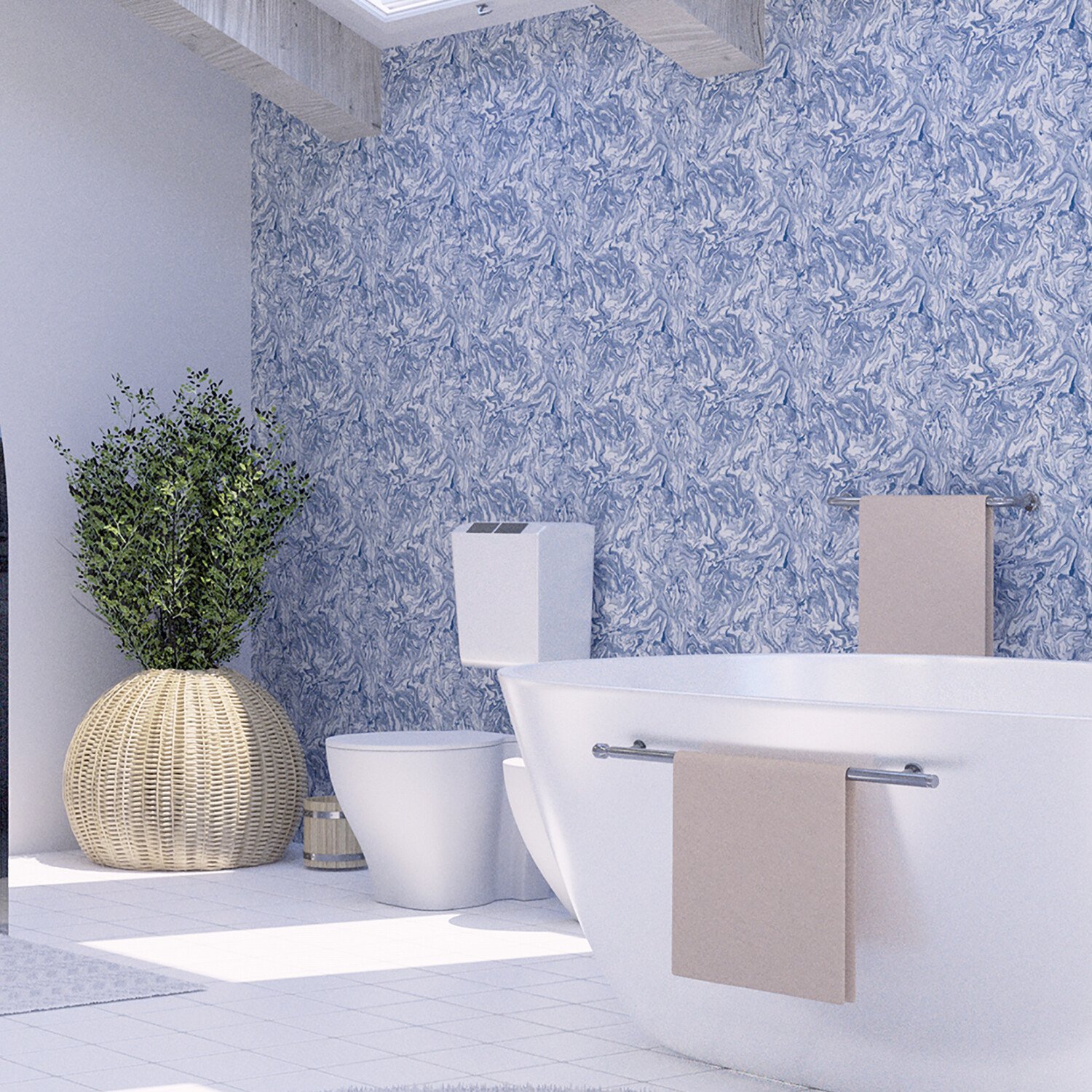 Liquid Marbled Wallpaper - Navy Image 7