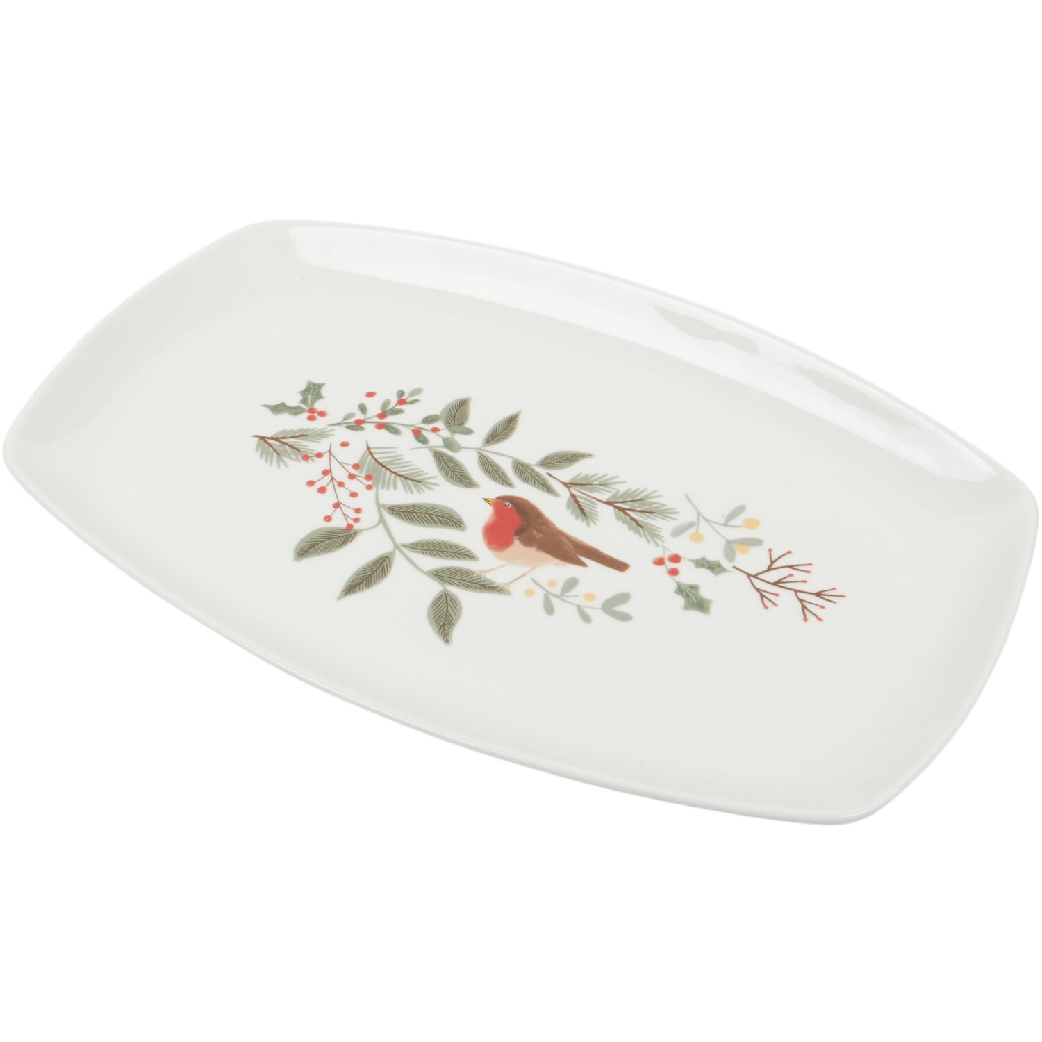 Merry Robin Large Oval Serving Platter White Image 3
