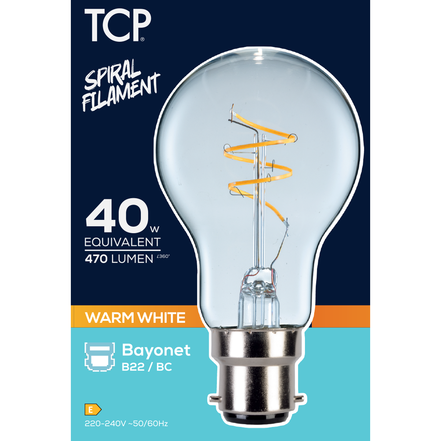 TCP Filament Spiral Classic 470L B22 Bulb - Warm White Image 2