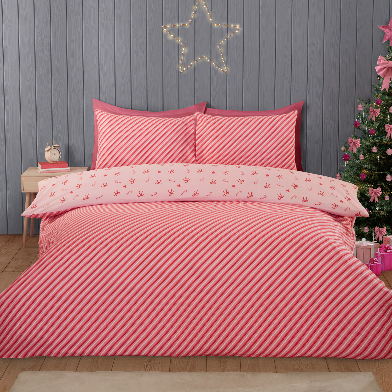 Candy Cane Bows Bedding SetPinkDouble Image 2