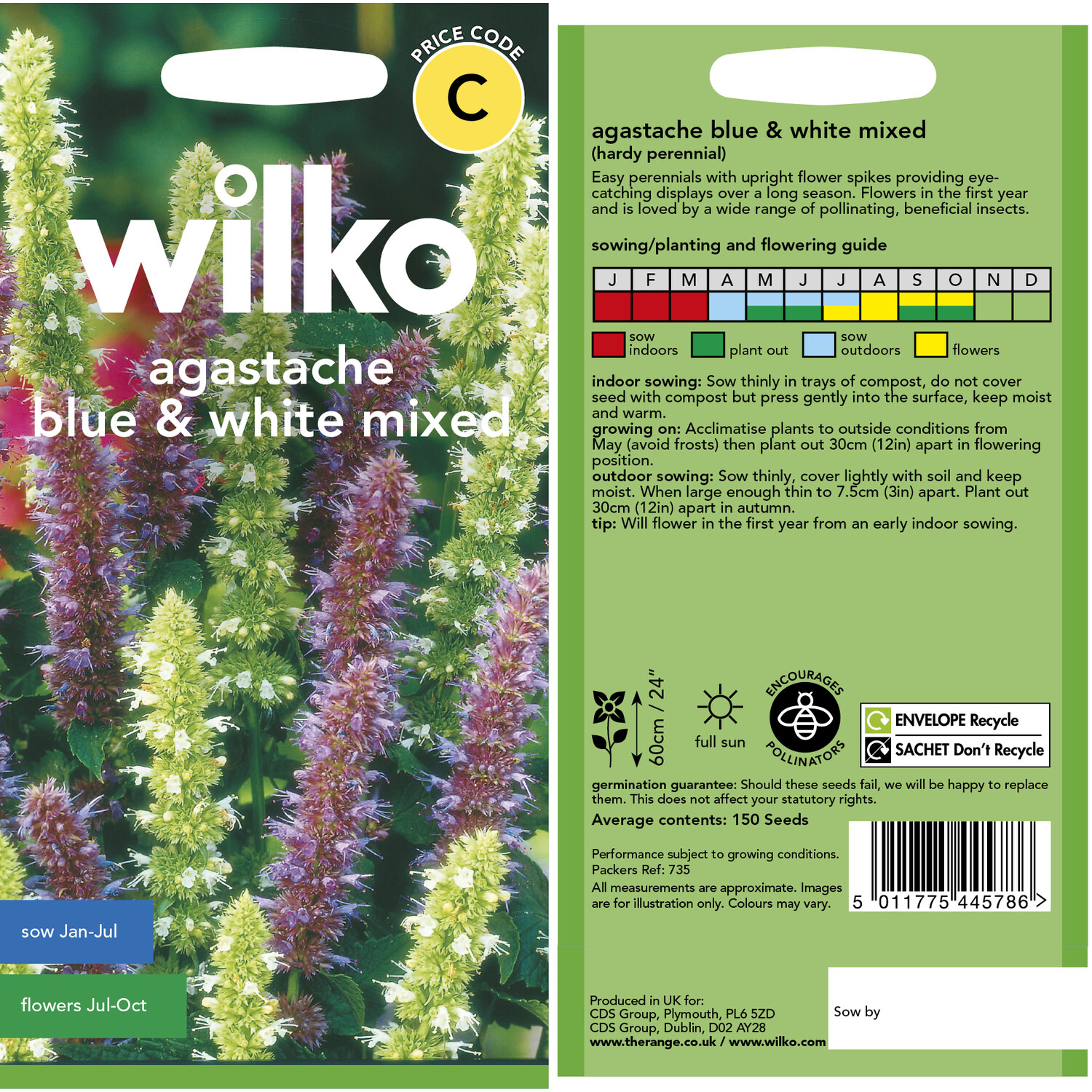 Wilko Agastache Blue and White Mixed Seeds and White Image 3