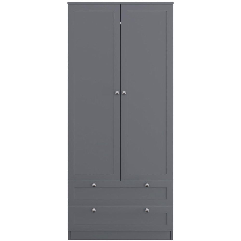 FWStyle Artus 2 Door 2 Drawer Dark Grey Panelled Combination Wardrobe Image 4