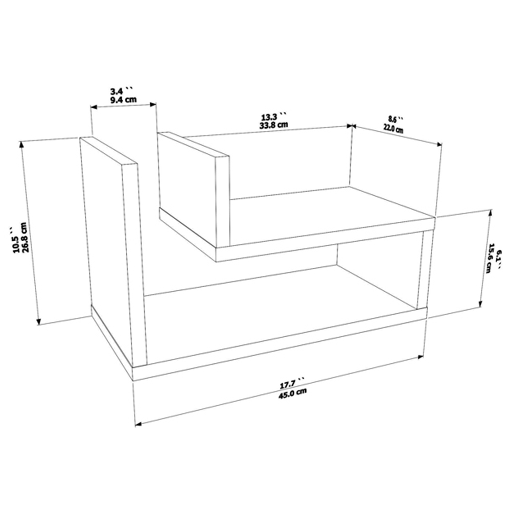 Decorotika Lara 2 Shelf Cottonbeige L Shaped Floating Bedside Table Image 7