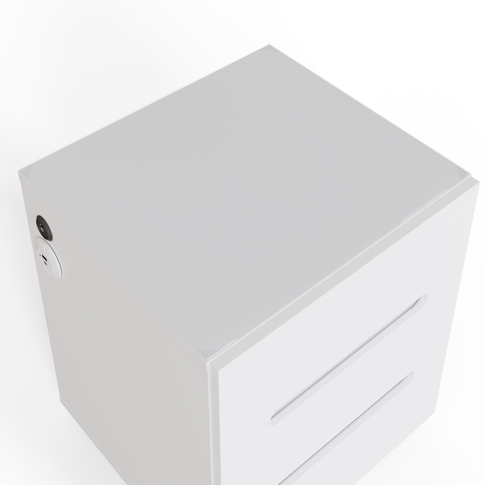 GFW Riley 3 Drawer White Smart Bedside Table Image 11