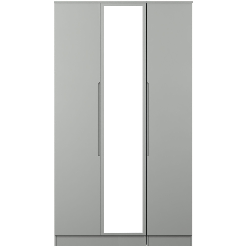 Crowndale Milan 3 Door Dusk Grey Tall Mirrored Wardrobe Ready Assembled Image 2