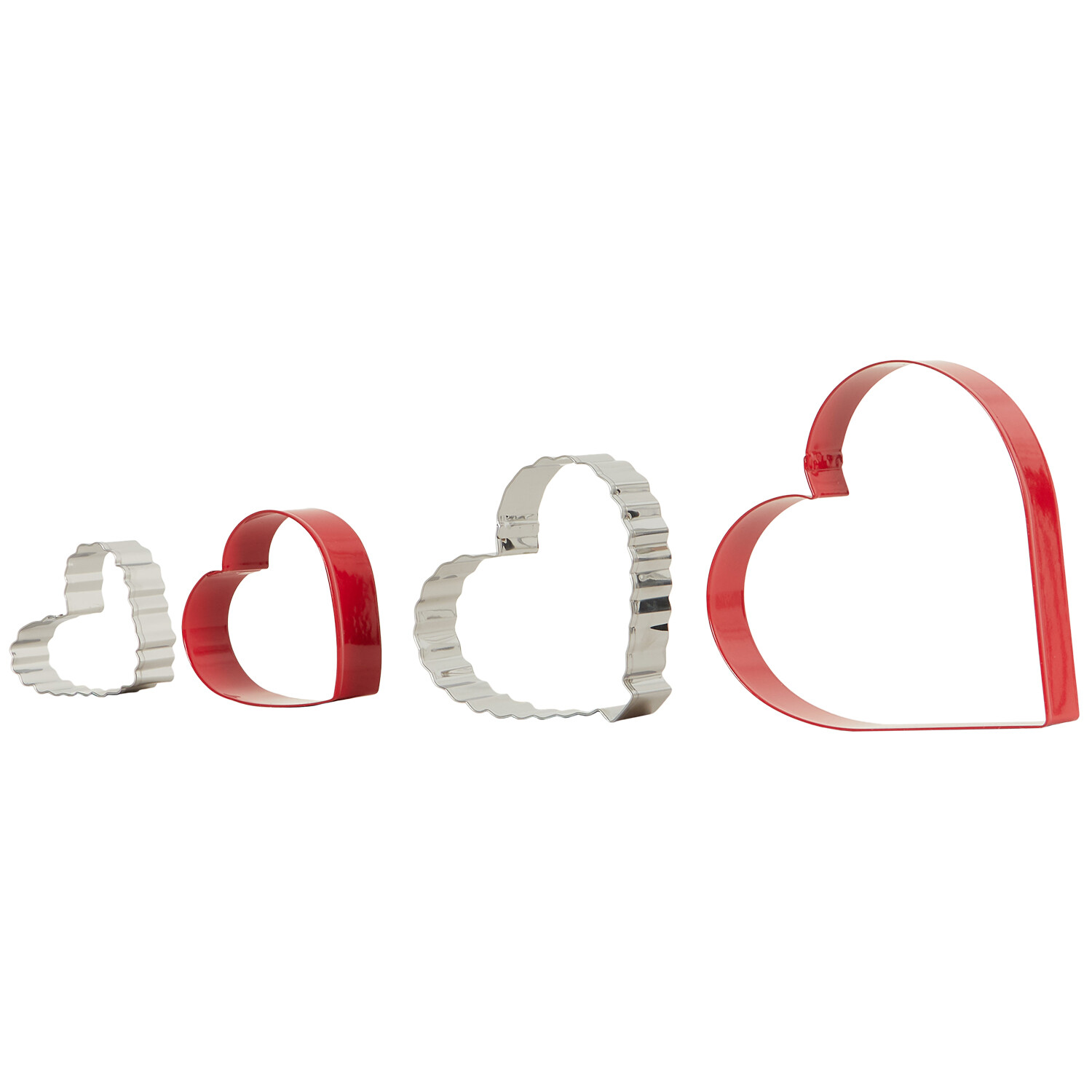 Pack of 4 Heart Cutters - Red and Silver Image 4