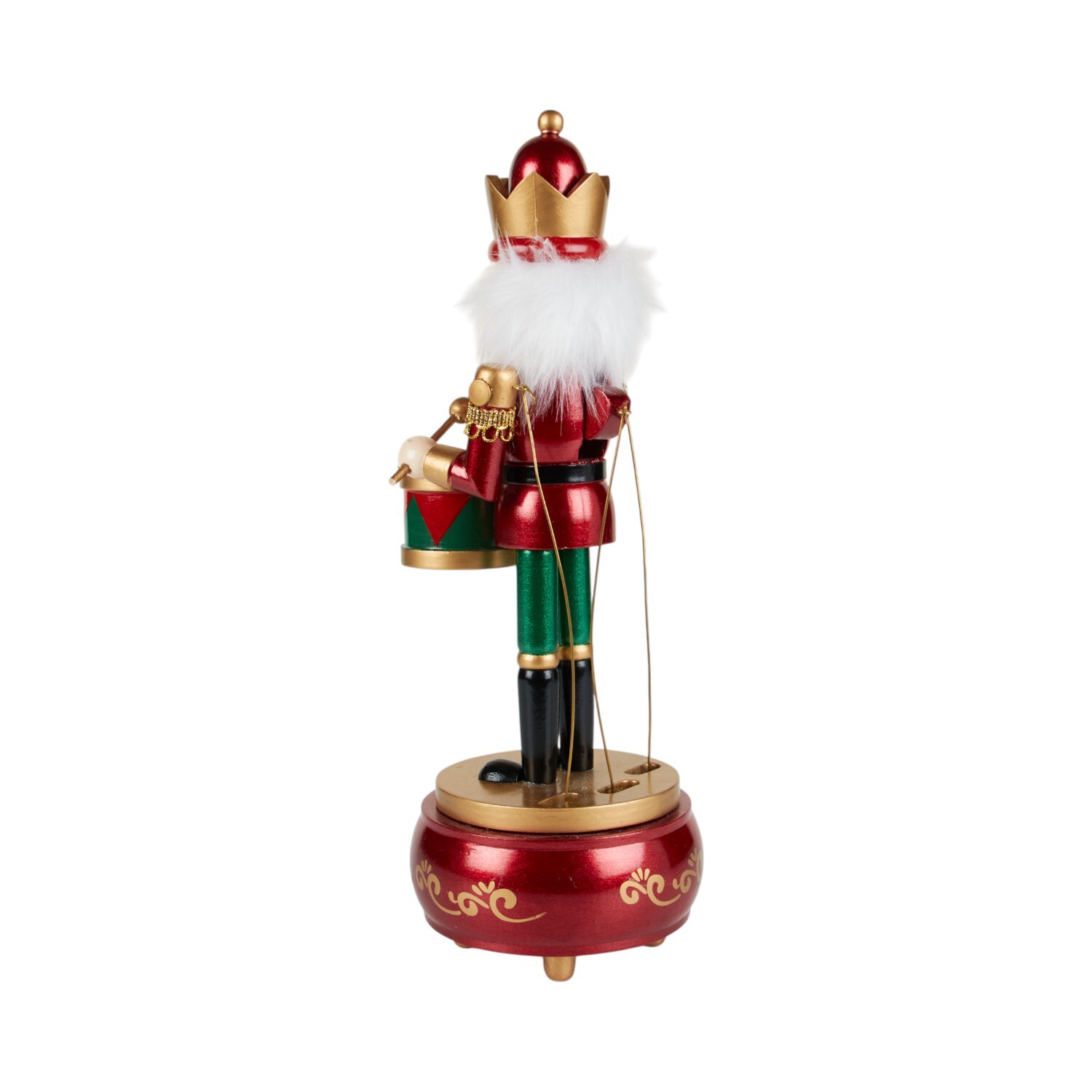 Musical Nutcracker Playing the Drum Ornament Red Image 4