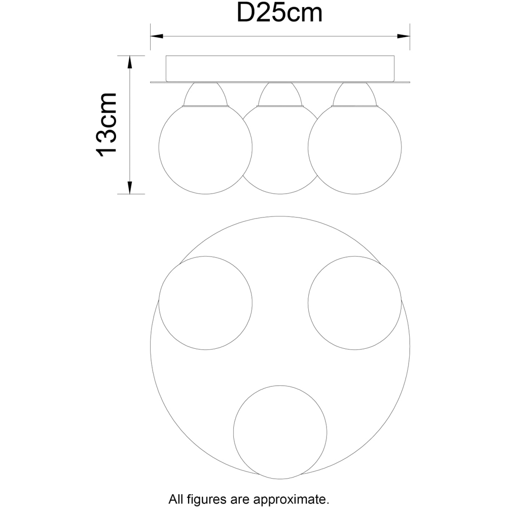 Cosylyte Bowen 3 Light Chrome Opal Glass Flush Ceiling Light Image 7