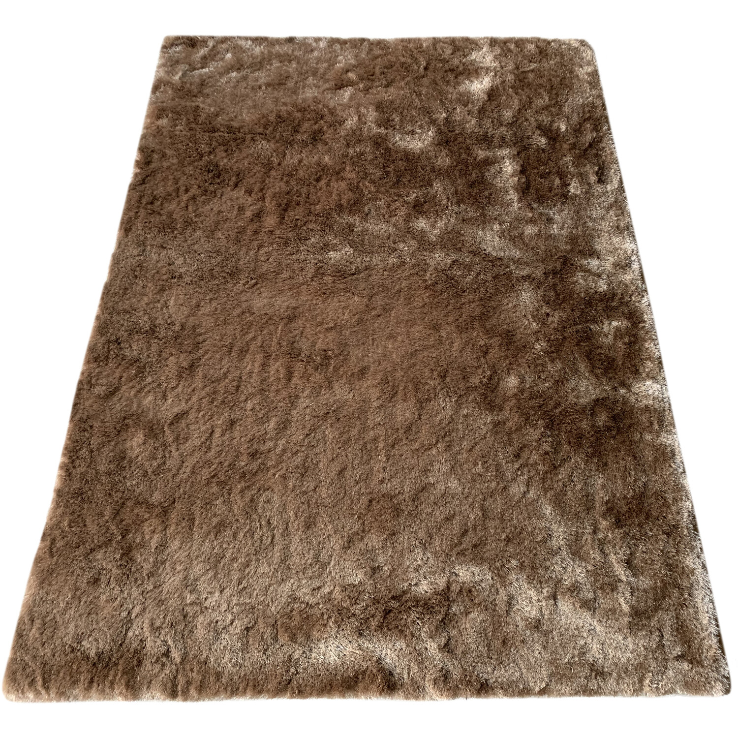 Taupe Silky Shaggy Rug 140 x 200cm Image 1